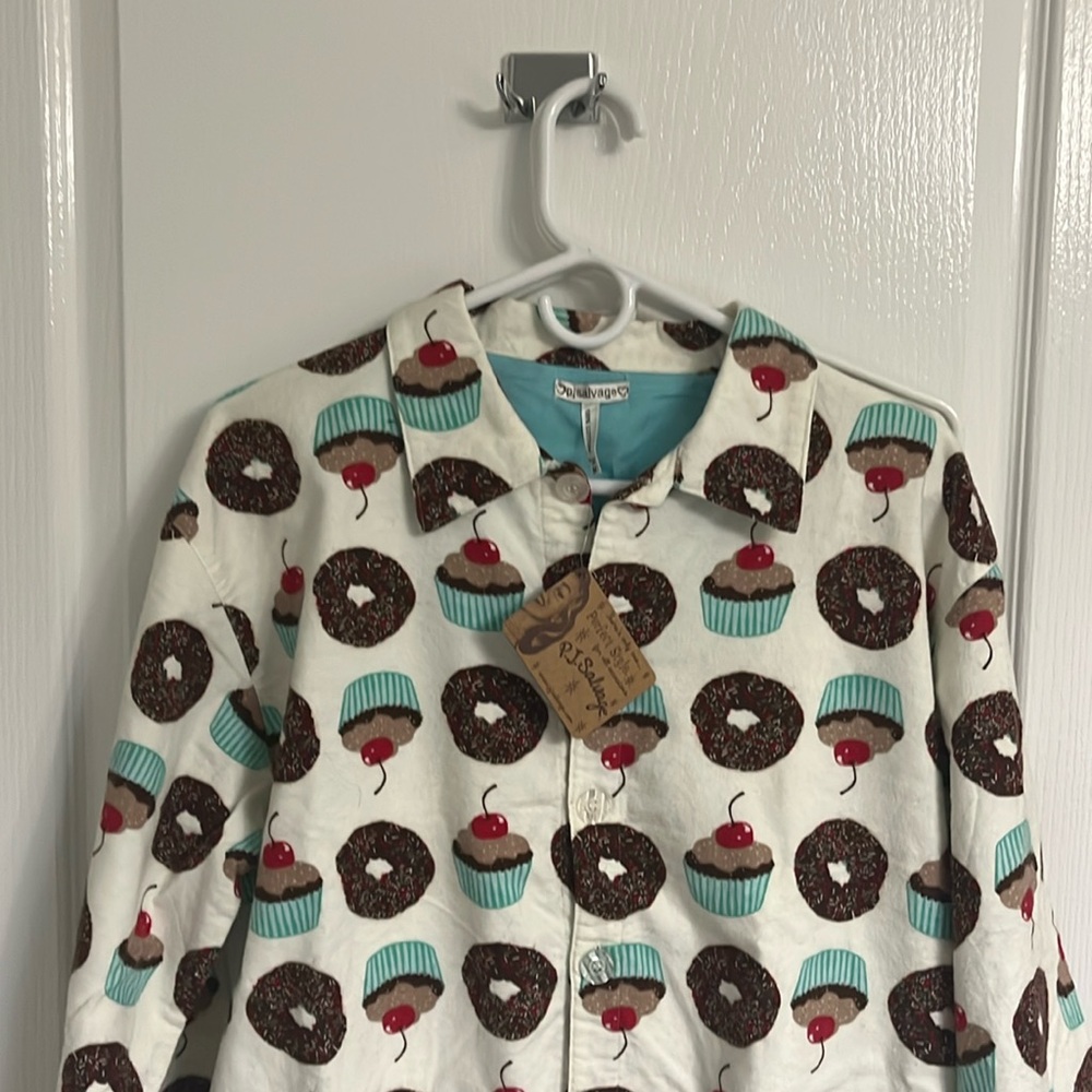 NWT PJ Salvage Size M Flannel Doughnut and Cupcake Print Pajamas *Price Firm*